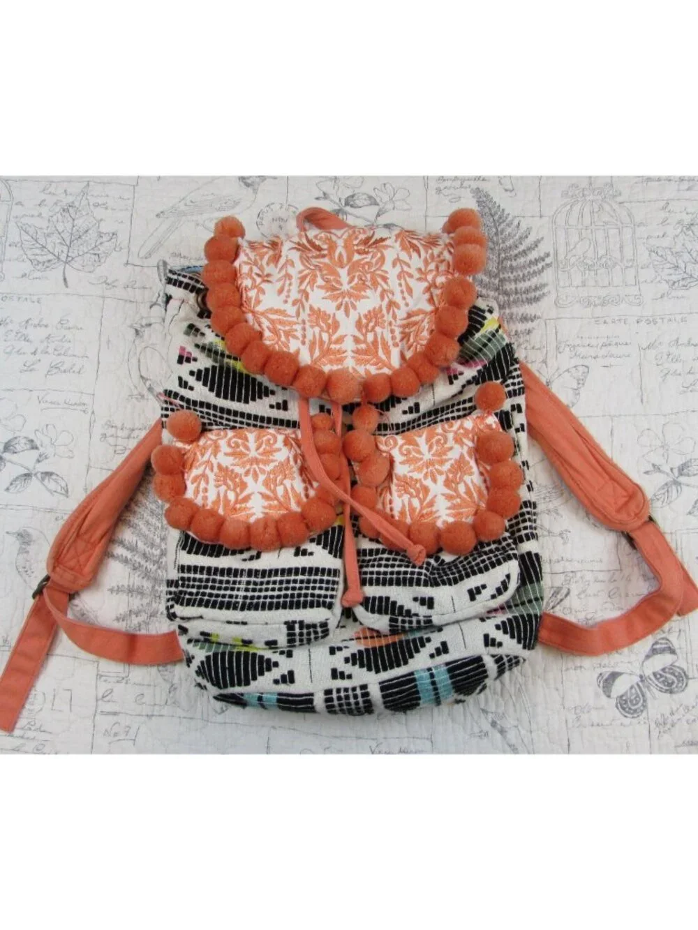 EUC $119 America And Beyond Backpack Boho Festival Embroidered Colorful fun!